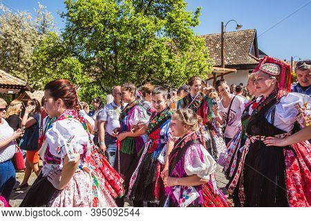 Holloko, Hungary - April 12, 2019: Easter Festival In The Folklore Village Of Holloko In Hungary. Gi
