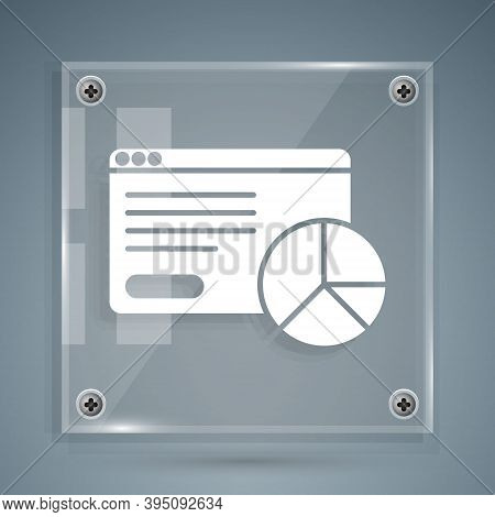 White Web Analytics Information And Development Website Statistic Icon Isolated On Grey Background. 