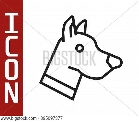 Black Line Dog Head Icon Isolated On White Background. Vector