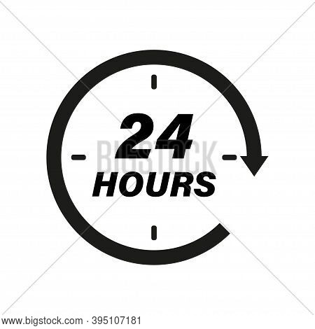 24 Hours Icon. Twentyfour Hours Vector Illustration.flat Illustration On White Background.