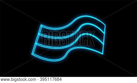 Piece Of Bacon On A Black Background, Vector Illustration, Neon. A Piece Of Fried Pork. Meat With La