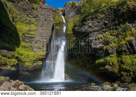 Gluggafoss Waterfall In Fljotshlid In South Iceland