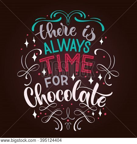 Chocolate Hand Lettering Quote. Colorful Christmas Winter Word Composition. Vector Design Elements F