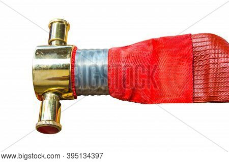 Close Up Fire Hose  Isolsted On White Background