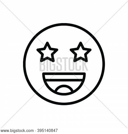 Black Line Icon For Exciting Wow Cheerful Excitement Expression Funny Happy Emoji Provocative Flashy