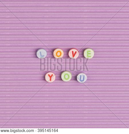 LOVE YOU word typography alphabet beads