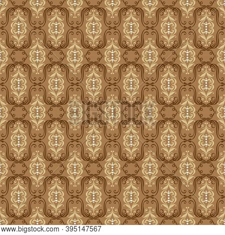 Seamless Motifs On Jogja Batik With Smooth Brown Color Design.