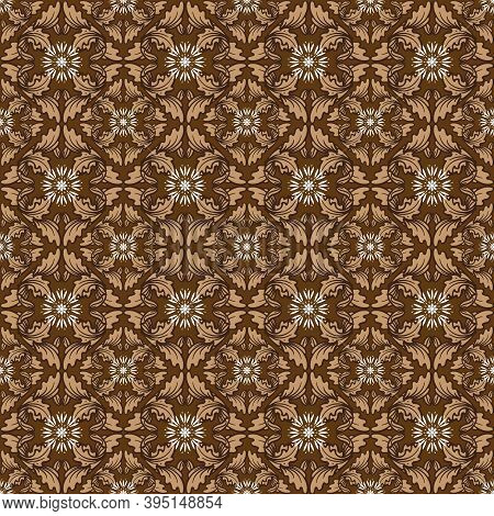 Beautiful Leaf Motifs On Parang Batik With Good Brown Color Design.