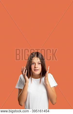 Shocked Kid. Commercial Background. Special Offer. Omg Reaction. Portrait Of Overwhelmed Surprised T