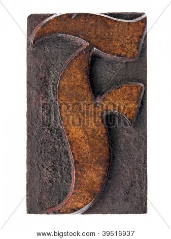 letra F no bloco de madeira tipo de tipografia vintage decorativo