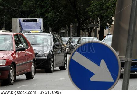 Traffic Jam And Waiting In The Car In The City