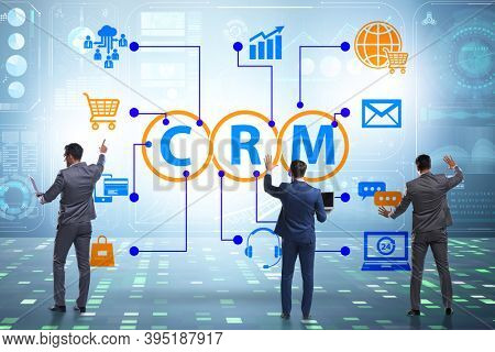 CRM custromer relationship management concept with businessman