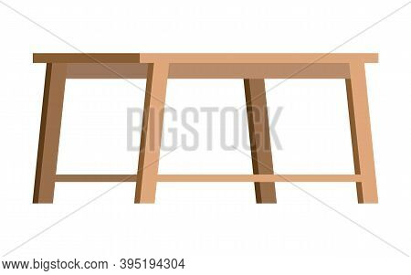 Wooden Coffee Table Flat Vector Illustration. Element Of Interior Furniture, Small Low Table Or Benc