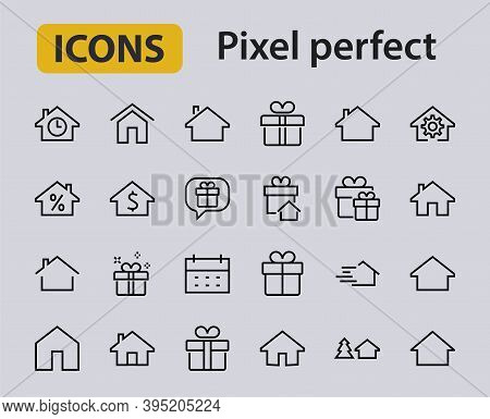 Simple Set Of Line Vector Home Icons. Contains House Symbols At Interest, Infuse House And More. Edi