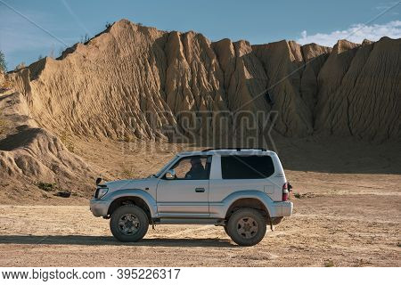 10.01.2020 Car On The Background Elizavetino Quarry Near The City Of Gatchina In The Leningrad Regio