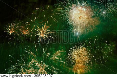 exploding fireworks New Year background