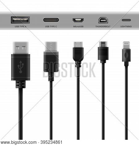 Black Usb Cable Adapters On White Background