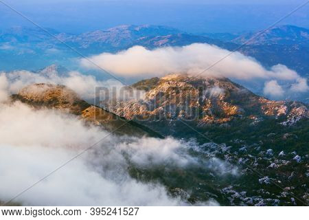 Lovcen Mountains National park at sunset in Montenegro