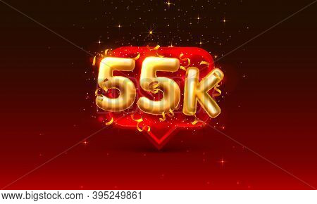 Thank You Followers Peoples, 55k Online Social Group, Happy Banner Celebrate, Vector