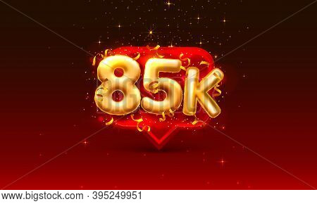 Thank You Followers Peoples, 85k Online Social Group, Happy Banner Celebrate, Vector