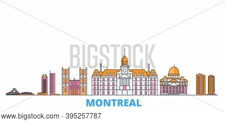 Canada, Montreal Line Cityscape, Flat Vector. Travel City Landmark, Oultine Illustration, Line World