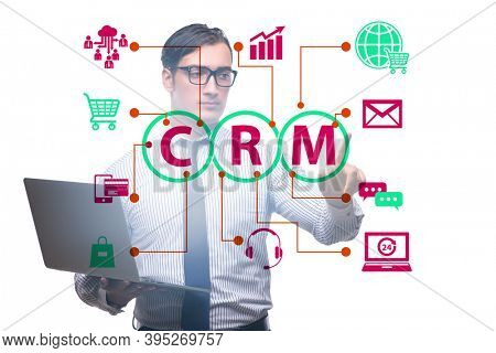 CRM custromer relationship management concept with businessman
