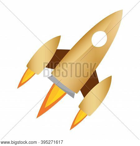 Isolated Space Rocket Gold Road To Sapace Icon - Vector