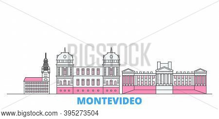 Uruguay , Montevideo Line Cityscape, Flat Vector. Travel City Landmark, Oultine Illustration, Line W