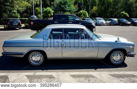 Bucharest, Romania - August 30, 2020 An Old Mercedes-benz W114/w115 Coupe From The 70\\\'s Is Seen I