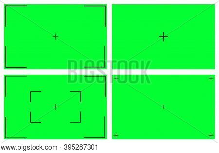 Green Background On The Screen. Vfx Motion Tracking Markers. Tracking Concept, Work With Video Mater