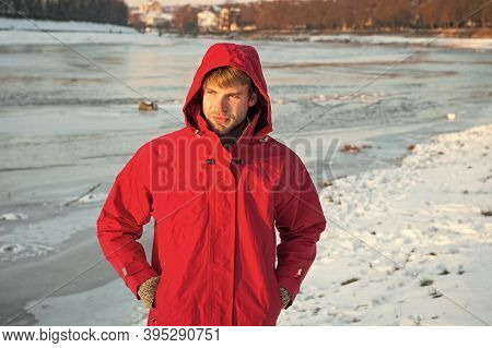 Polar Explorer. Sunny Winter Day. Winter Menswear. Winter Outfit. Comfortable Outfit. Guy Jacket Hoo