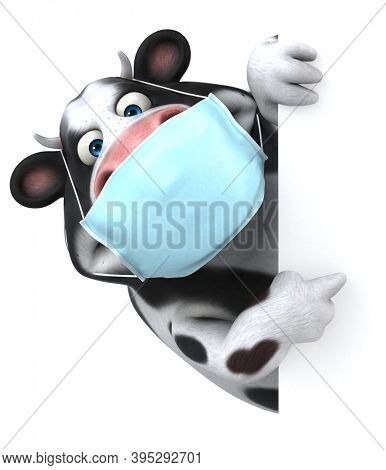 Fun 3D cartoon cow with a mask