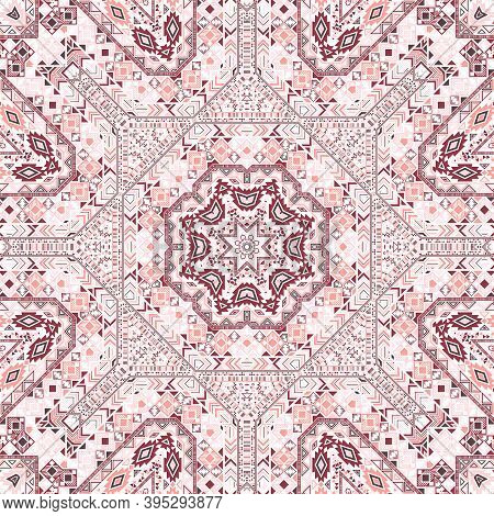 Stylish Seamless Ornament Of Simple Geometry Shapes Structure. Graphic African Design. Fabric Print.