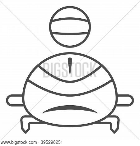 Bobsledder In Sleigh Thin Line Icon, Winter Sport Concept, Bobsleigh Sport Sign On White Background,