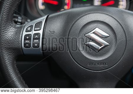 Novosibirsk, Russia - November 16, 2020: Suzuki X4, Vehicle Interior Of A Modern Car With Voice Cont