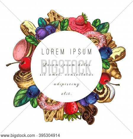 Bakery, Pastry Label, Logo Isolated. Round Badge, Sticker Template For Bakery Or Pastry Goods, For P