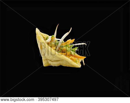 Malay Cuisine Or Stuffed Tofu Called Tauhu Sumbat On Black Background
