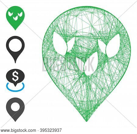 Vector Wire Frame Flora Field Marker. Geometric Linear Frame 2d Network Made From Flora Field Marker