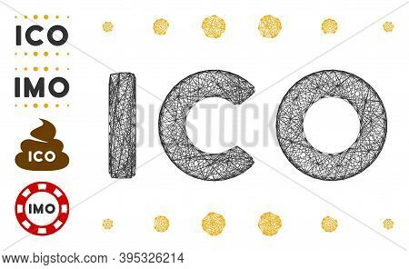 Vector Wire Frame Ico Caption. Geometric Wire Frame 2d Network Generated With Ico Caption Icon, Desi
