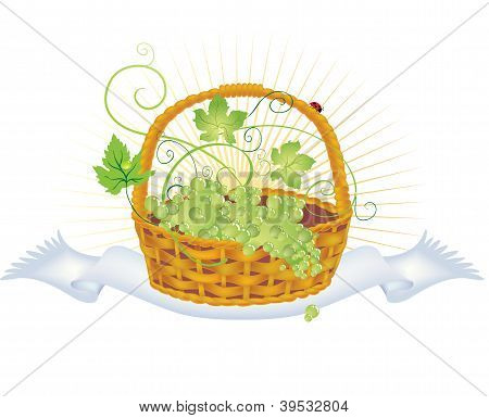 Hasır sepet üzüm ile