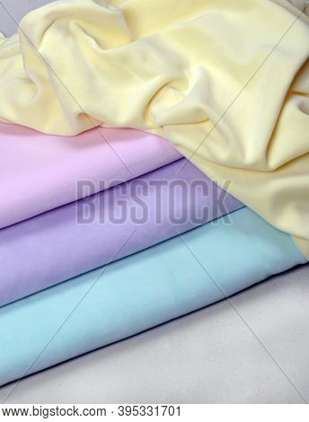 Soft Fluffy Fabric Of Different Shades, Horizontal Background