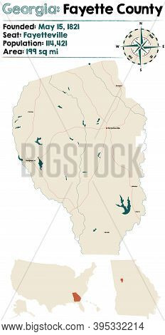 Large And Detailed Map Of Fayette County In Georgia, Usa.