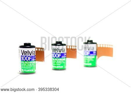 Fujifilm Velvia Photographic Films On White Background