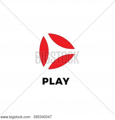 Abstract Play Isolated Icon On White Background. Vide And Audio Start Button Flat Minimal Style Vect