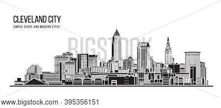 Cityscape Building Abstract Simple Shape And Modern Style Art Vector Design - Cleveland City