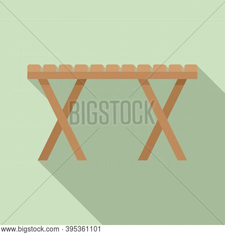 Folding Picnic Table Icon. Flat Illustration Of Folding Picnic Table Vector Icon For Web Design