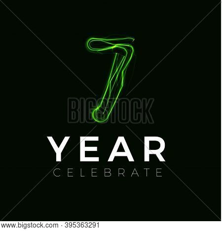 Seven Years Celebrate Poster For Party. 7 Years Sign. Seventh Birthday Celebrate. Number For Hallowe