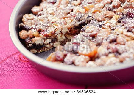Vánoční dort panforte - plný cukrátek - sladká jídla