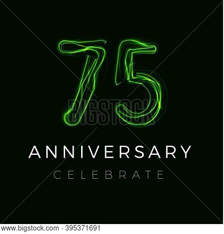 Seventy Five Anniversary Poster For Party. 75th Years Sign. Seventy Seventy-fifth Birthday Celebrate
