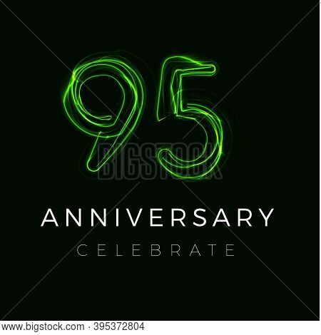 Ninety Five Anniversary Poster For Party. 95 Years Sign. 95th Birthday Celebrate. Vector Illustratio
